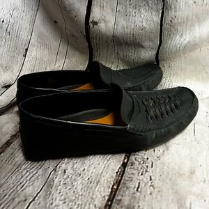 ASOS Men's Black Woven Penny Moc Driving Slip On Faux Leather Loafers Size 9 GUC